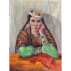 M. Sevastianova (?) "woman In "mockba"" 1939 Oil On Canvas 64x53